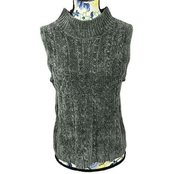 NoMi Olive Green Sleeveless Chenille Sweater/Sweater Vest Size M Vintage - Picture 1 of 2